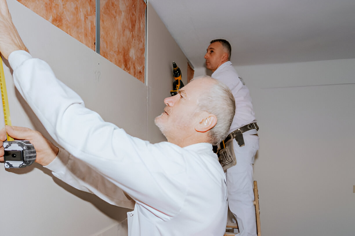 Installing Plasterboard Panels with Acoustic Insulation - Drywall Edmonton